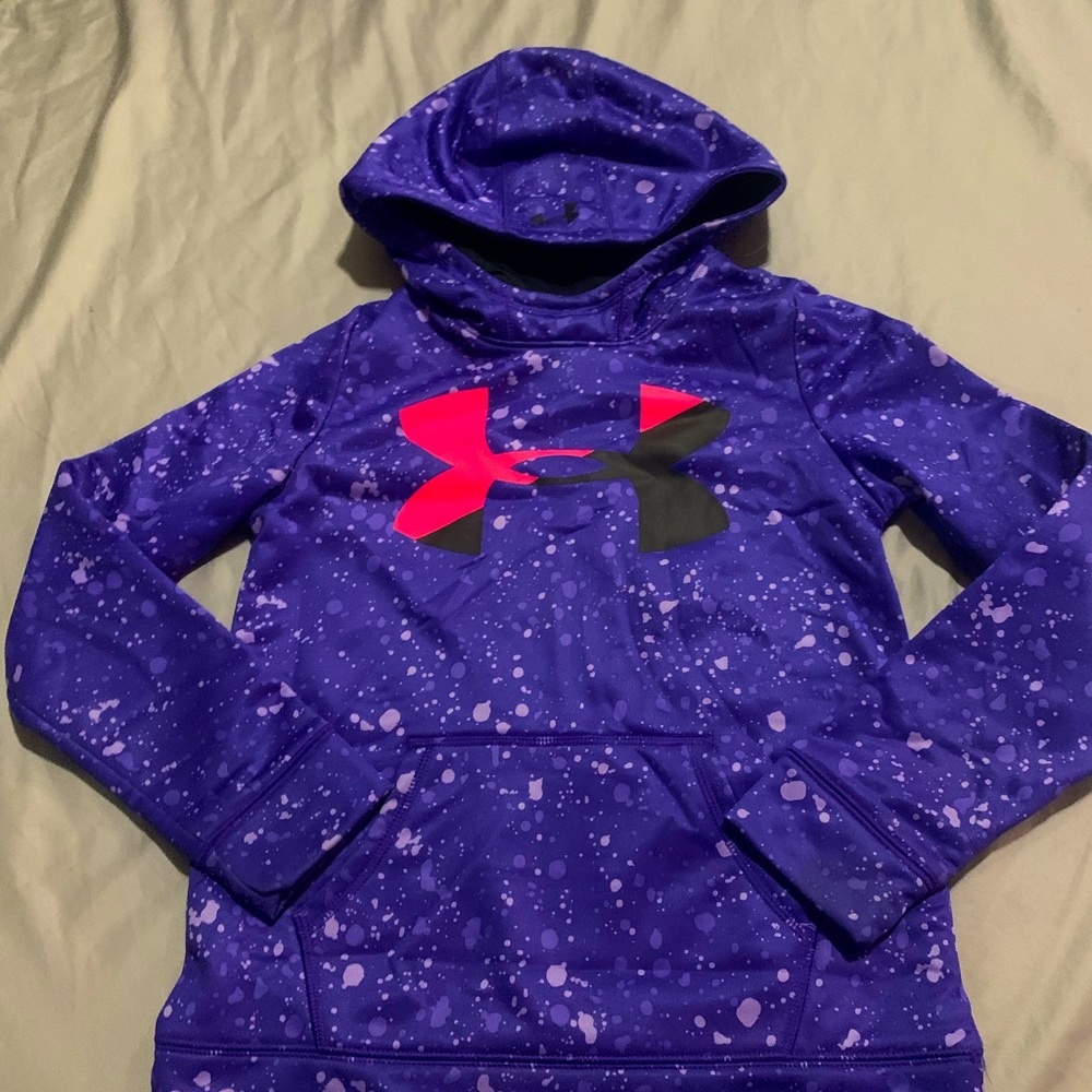 purple splat kids hoodie under armour